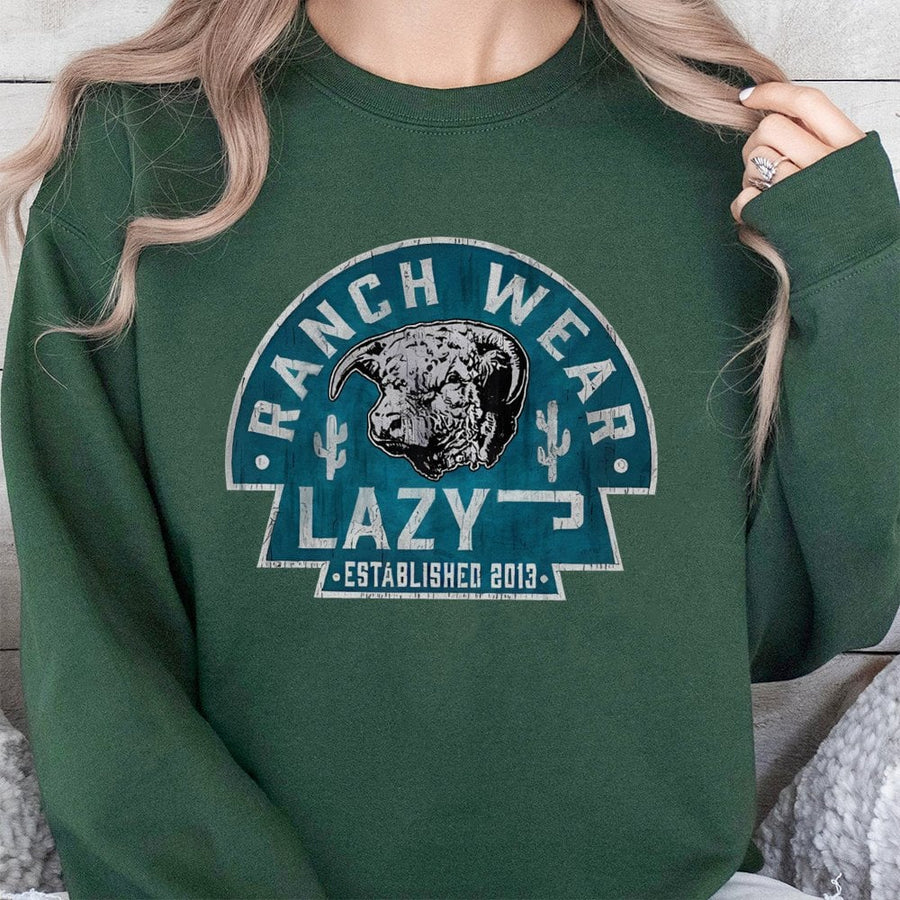 Western Ranch Wear Sweatshirt | Vintage Hereford Bull Graphic | Premium Cotton Blend Crewneck | Unisex Cowboy Gift for Ranchers and Country Fans