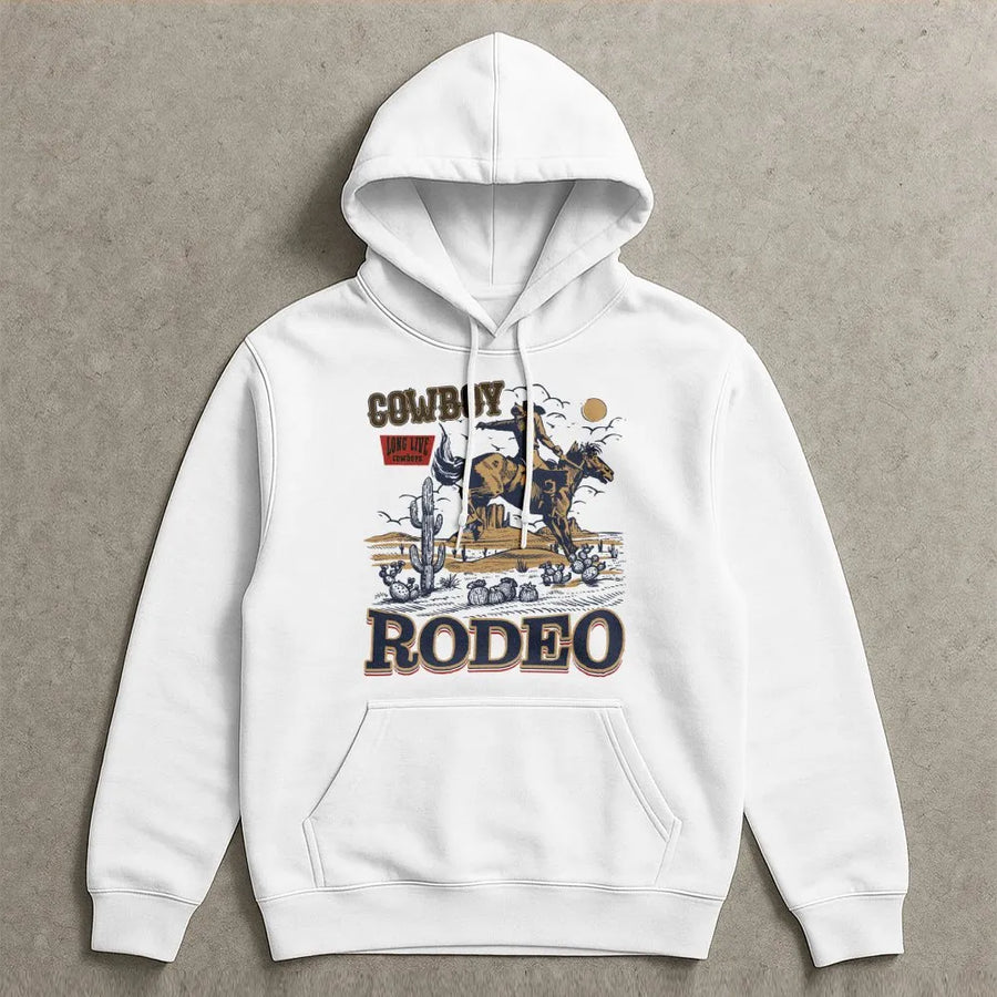 Rodeo Cowboy Hoodie | Vintage Western Graphic Print | Premium Soft Cotton Blend | Country Style Gift for Men & Women