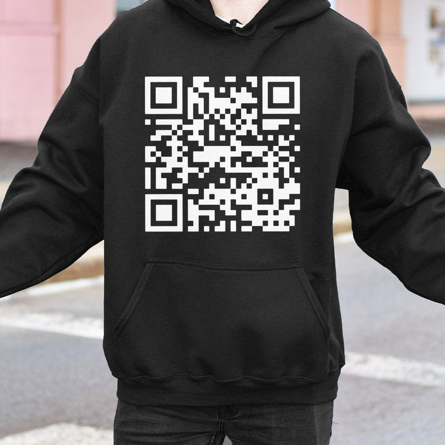 Funny QR Code Hoodie | Novelty Graphic Sweatshirt | Cotton-Polyester Blend | Trendy Gift for Tech Lovers & Pranksters