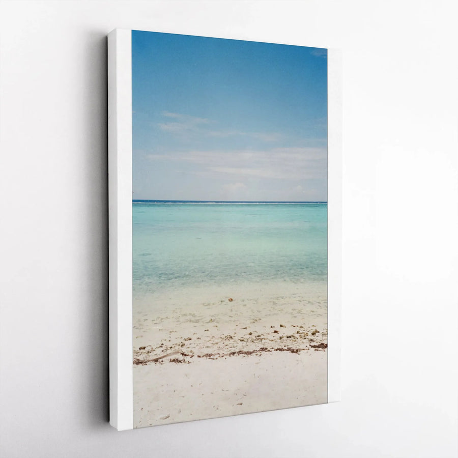 Calm Ocean Beach Vertical Canvas | Minimalist Coastal Scene Print | Premium 1.25" Thick Profile | Modern Home Decor Gift for Beach Lovers
