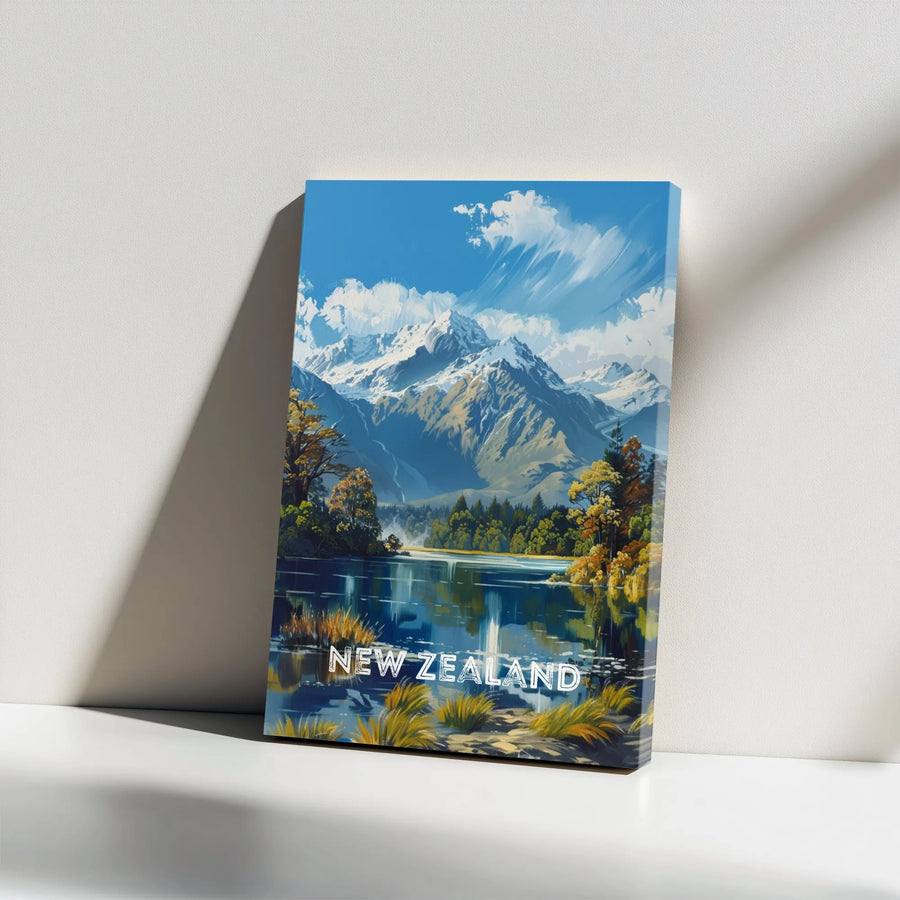 New Zealand Vertical Canvas Print | Vintage Travel Poster Style Wall Art | Premium 1.25" Thick Canvas | Collector's Gift for Traveler