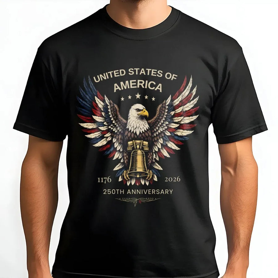 America 250th Anniversary T-Shirt | Patriotic Eagle & Liberty Bell Graphic | Soft Cotton USA Tee | Vintage 1776-2026 Commemorative Gift
