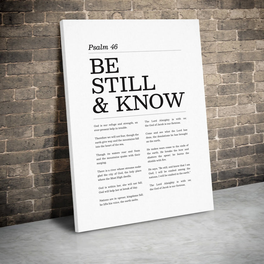 Psalm 46 Be Still And Know Canvas | Minimalist Bible Verse Wall Art | Gallery Wrapped Premium Quality | Christian Home Decor Gift