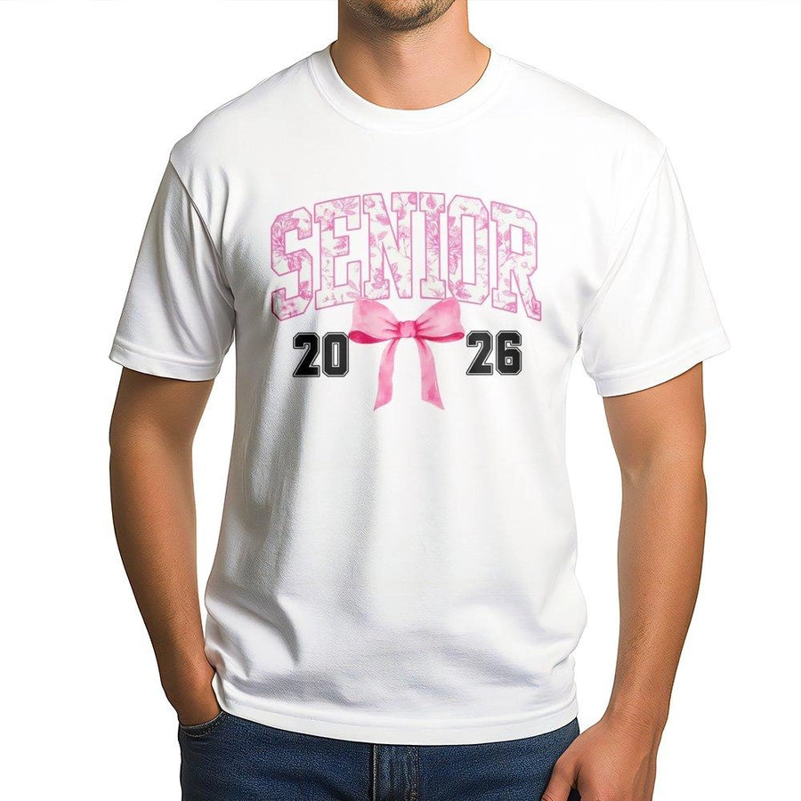Senior 2026 T-Shirt | Coquette Bow Aesthetic Graphic | Premium 100% Cotton Tee | Graduation Gift for Teen Girls High School Students