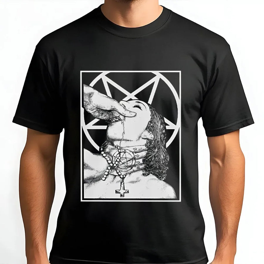 Occult Pentagram T-Shirt | Edgy Gothic Dark Graphic Print | Premium Cotton Unisex Apparel | Alternative Streetwear Gift for Goth Enthusiasts