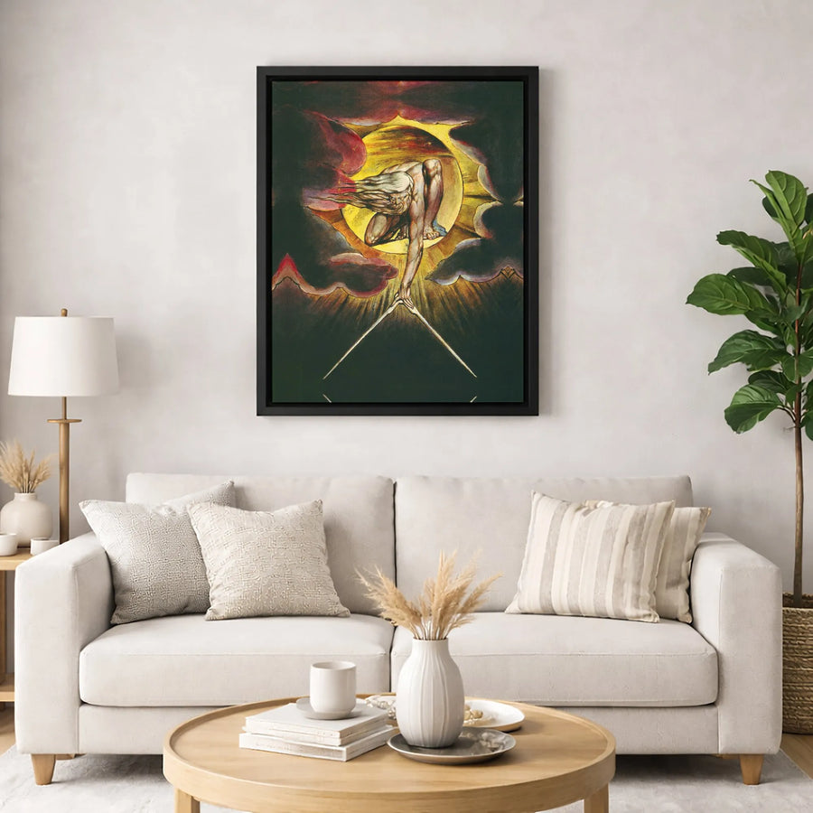 The Ancient of Days Wall Art | William Blake Famous Classic Painting | Premium Framed Gallery Canvas | Intellectual Home Decor Gift