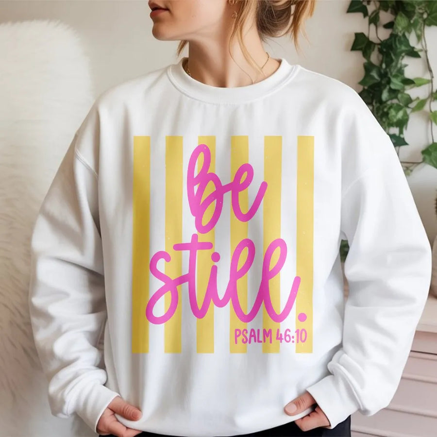 Be Still Sweatshirt | Psalm 46:10 Bible Verse | Soft Cotton Blend Unisex Crewneck | Inspirational Christian Gift for Women