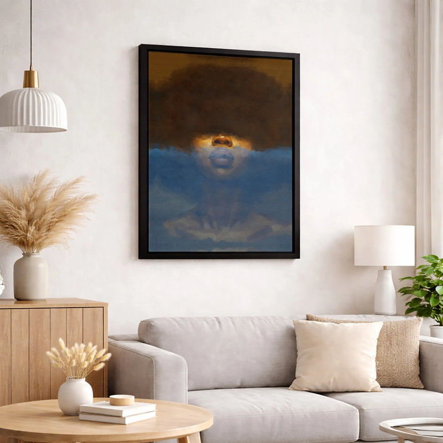 Black Woman Portrait Canvas Art | Abstract Afro Hairstyle Wall Decor | Premium 1.25-Inch Gallery Wrap | Modern Home & Office Gift