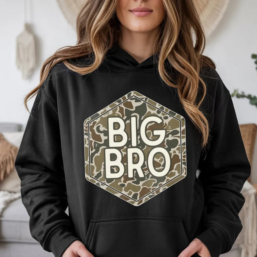 Matching Brother Shirts | Big Bro & Lil Bro Camo Graphic Tee | Soft Cotton | Pregnancy Announcement Gift for Boys