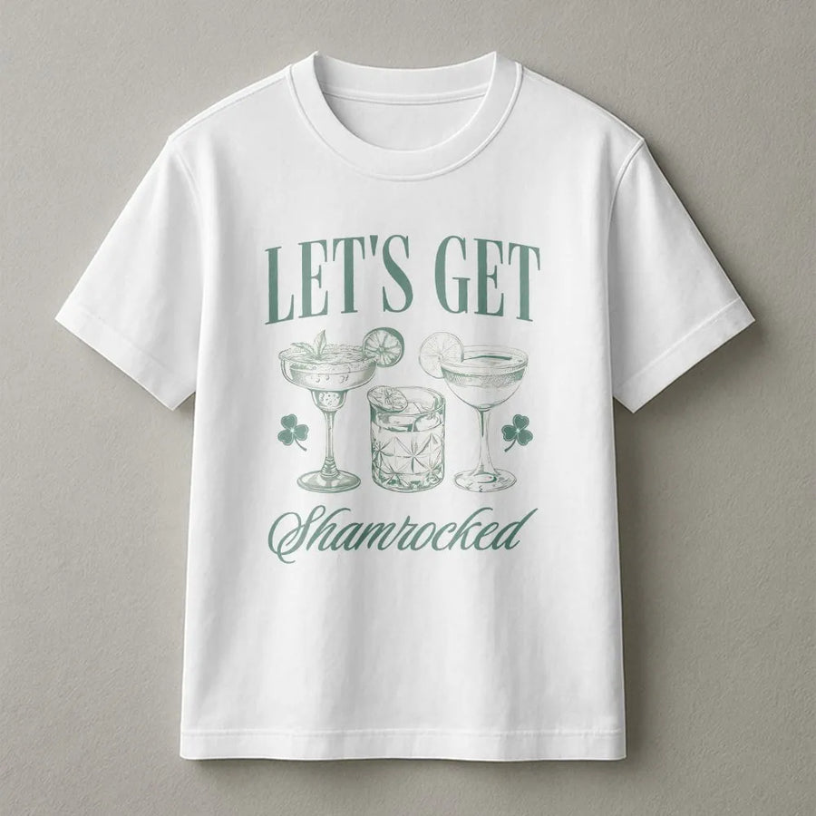 Lets Get Shamrocked T-Shirt | St Patricks Day Drinking Graphic | Premium Cotton Unisex Tee | Funny Irish Pub Crawl Gift For Him Or Her
