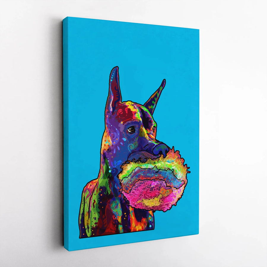 Great Dane Pop Art Canvas Wall Decor | Vibrant Abstract Dog Portrait | Premium 1.25-Inch Gallery Wrap | Unique Gift for Dog Lovers & Pet Owners