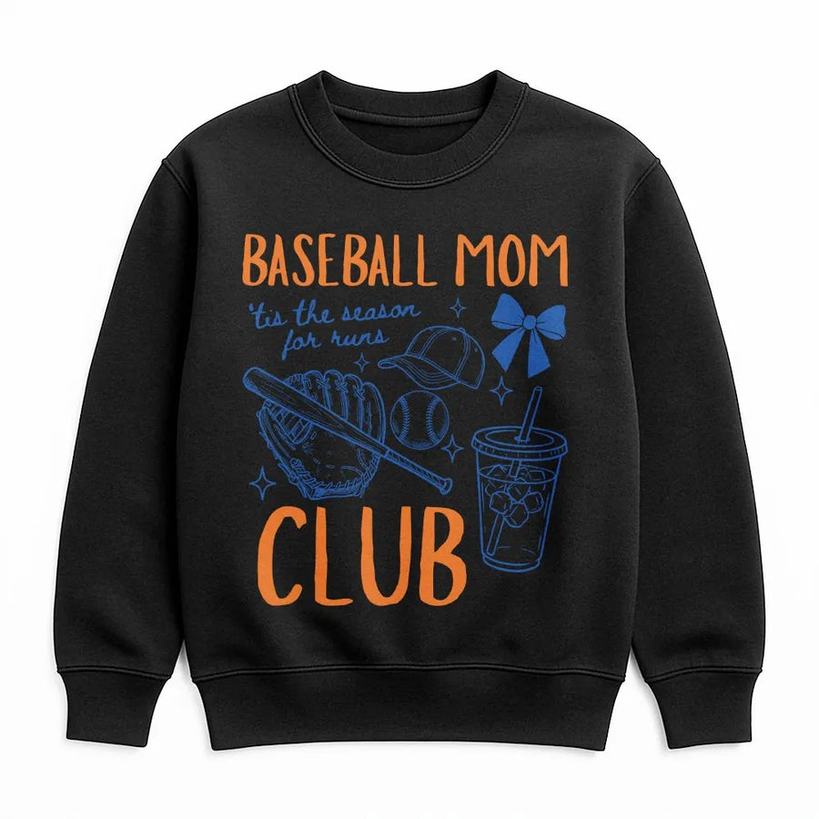 Baseball Mom Club Sweatshirt | Cute Sports Mama Game Day Sweatshirt | Premium Fleece | Gift for Team Mom, Bleacher Season Apparel