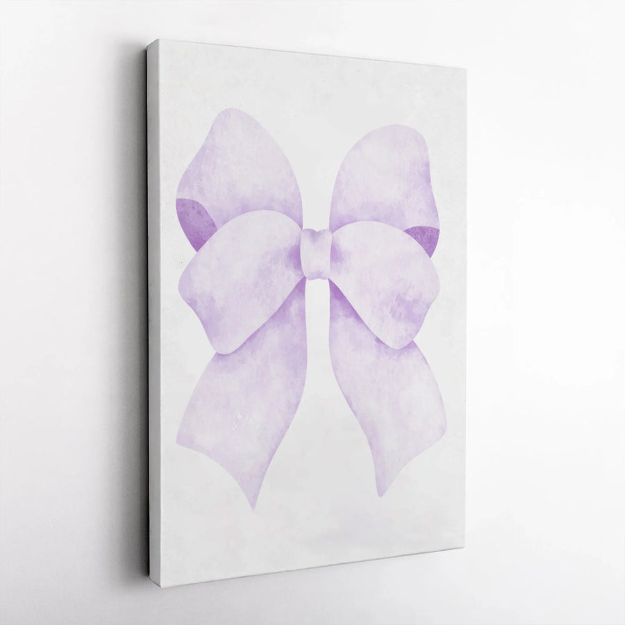 Watercolor Lavender Bow Canvas Wall Art | Minimalist Pastel Ribbon Print | Gallery-Quality 1.25" Thick Frame | Elegant Aesthetic Home Decor Gift