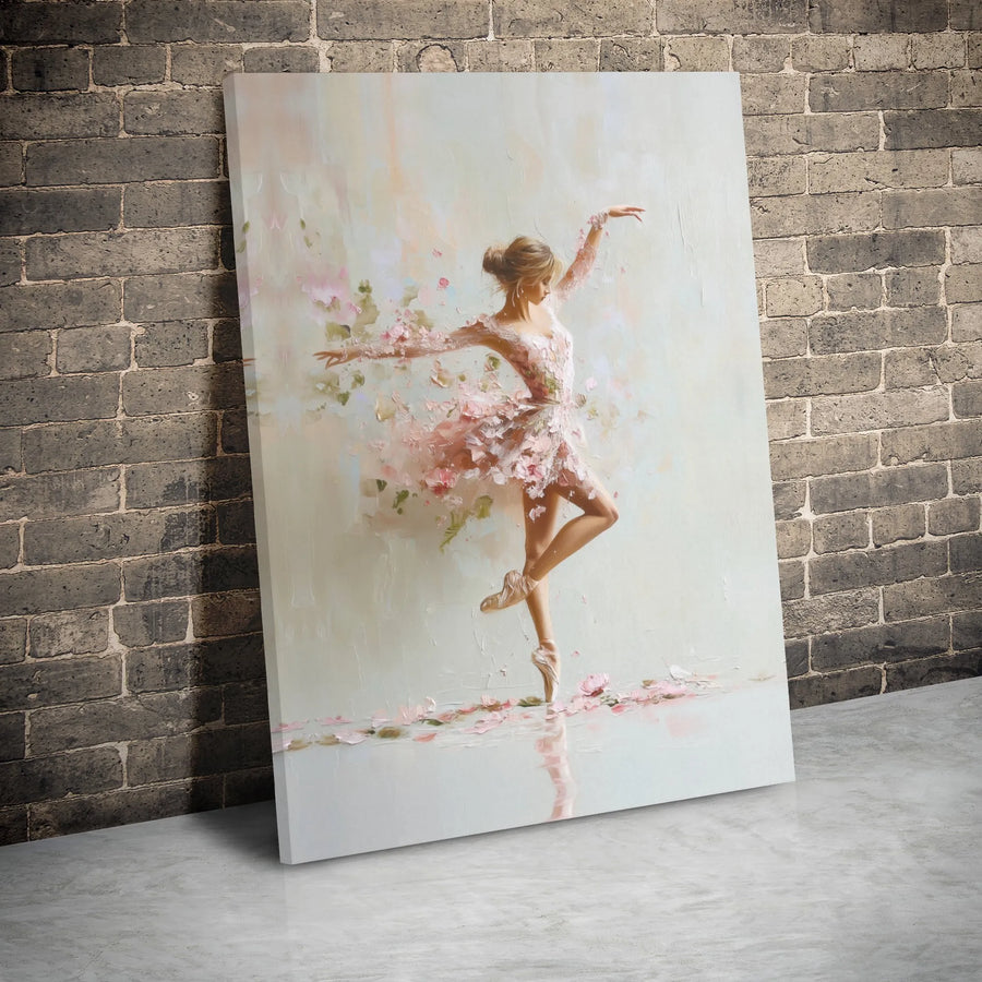 Ballerina Wall Art Canvas | Floral Pink Dancer Oil Painting | Premium Gallery Wrapped Decor | Gift for Ballet Dancers and Dance Lovers