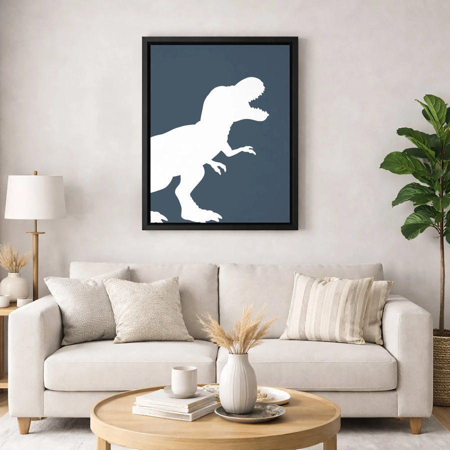 T-Rex Dinosaur Wall Art | Minimalist Silhouette Print | Premium Gallery Wrapped Canvas | Nursery Decor or Kids Room Gift