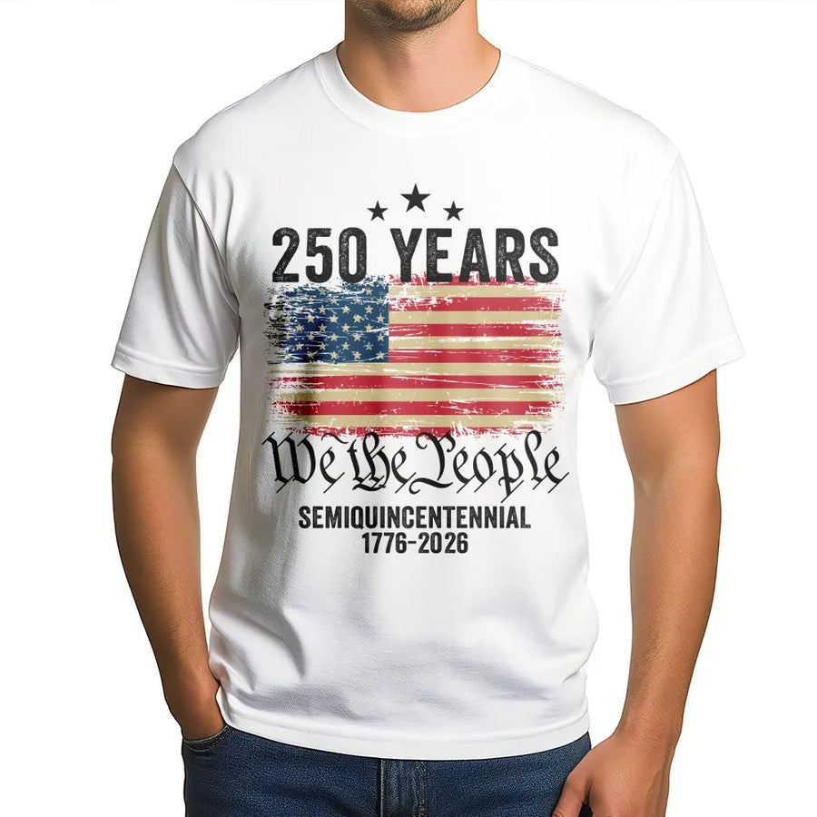 America 250th Anniversary T-Shirt | We The People Distressed USA Flag | Premium Cotton Blend Sweatshirt | Patriotic Gift 1776-2026