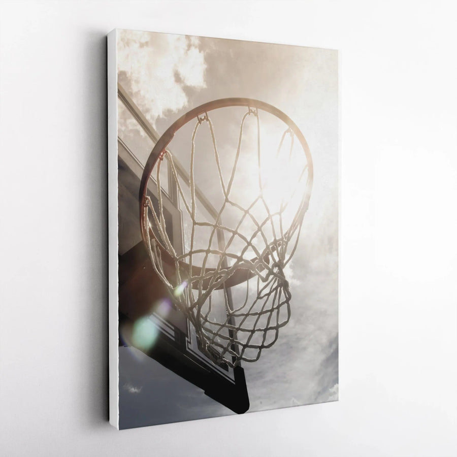 Inspirational Basketball Hoop Canvas Print | Vintage Sports Photography Wall Art | Premium Thick Gallery Wrap | Collector's Gift for Player, Boys Room Decor