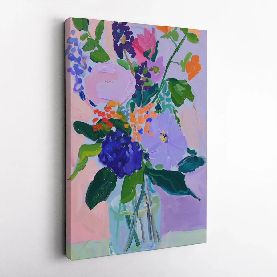 Abstract Floral Vertical Canvas | Vibrant Impressionist Bouquet Print | Premium Frameless Wall Art | Modern Home & Living Room Decor Gift