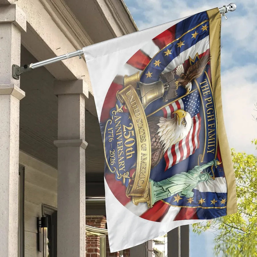 USA 250th Anniversary House Flag | Commemorative Eagle & Liberty Bell Art | Premium Double-Sided Polyester | Collector's Patriotic Yard Decor Gift