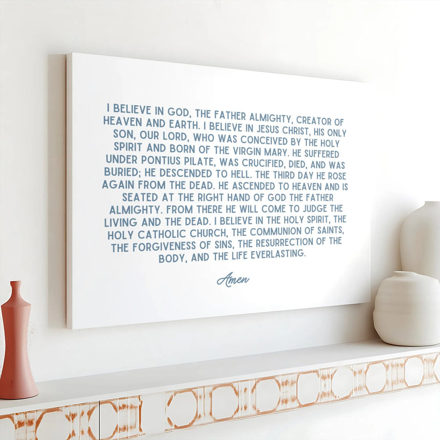 Apostles' Creed Wall Art | Modern Christian Typography Prayer Canvas | Premium Gallery-Wrapped Print | Religious Home Decor Gift for Believers