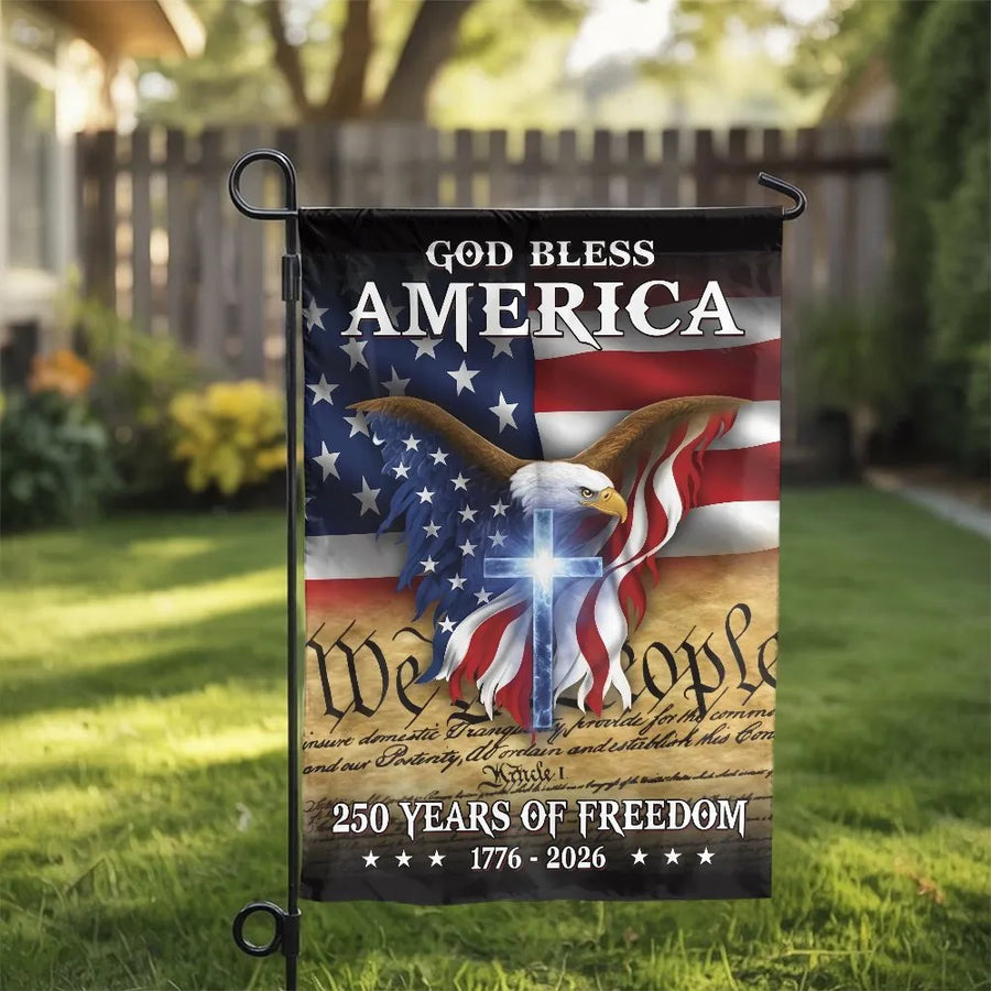 Patriotic American Garden Flag | 250 Years of Freedom 1776-2026 Design | Weather-Resistant Polyester | Commemorative Yard Decor Gift for Patriots