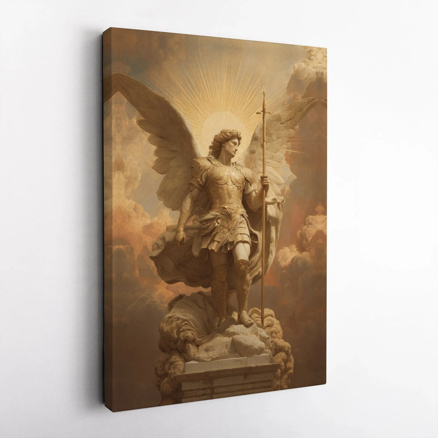 Archangel Michael Canvas Wall Art | Guardian Angel Religious Decor | Premium Fade-Resistant Print | Christian Home Decor Gift