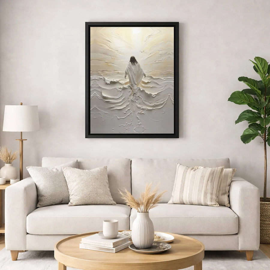 Jesus Walking on Water Canvas Print | Textured Religious Wall Art | Premium Gallery Wrapped Decor | Inspirational Christian Home Gift