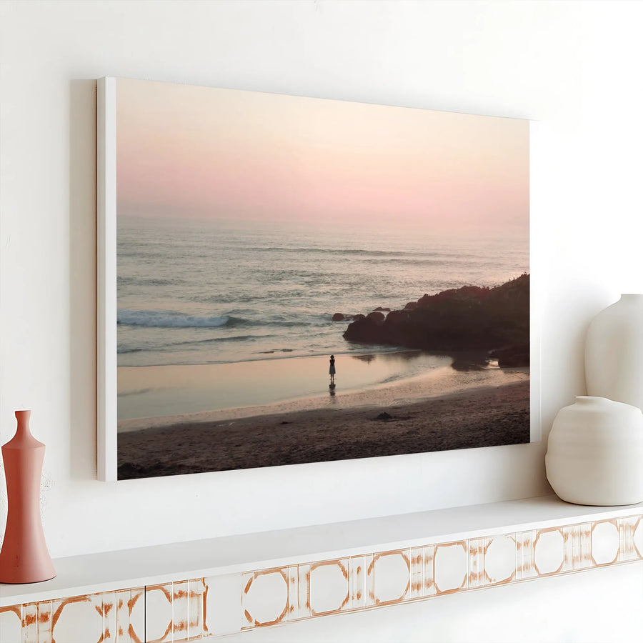 Serene Ocean Sunset Canvas Art | Minimalist Coastal Photography Print | Premium Fade-Resistant Canvas | Peaceful Living Room Wall Decor Gift