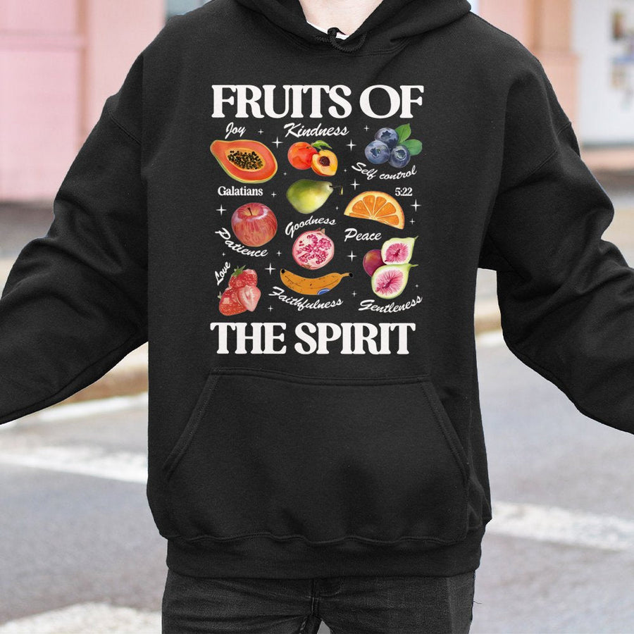Fruits Of The Spirit Hoodie | Galatians 5:22 Bible Verse Graphic | Premium Cotton-Blend Sweatshirt | Christian Faith Gift For Men And Women