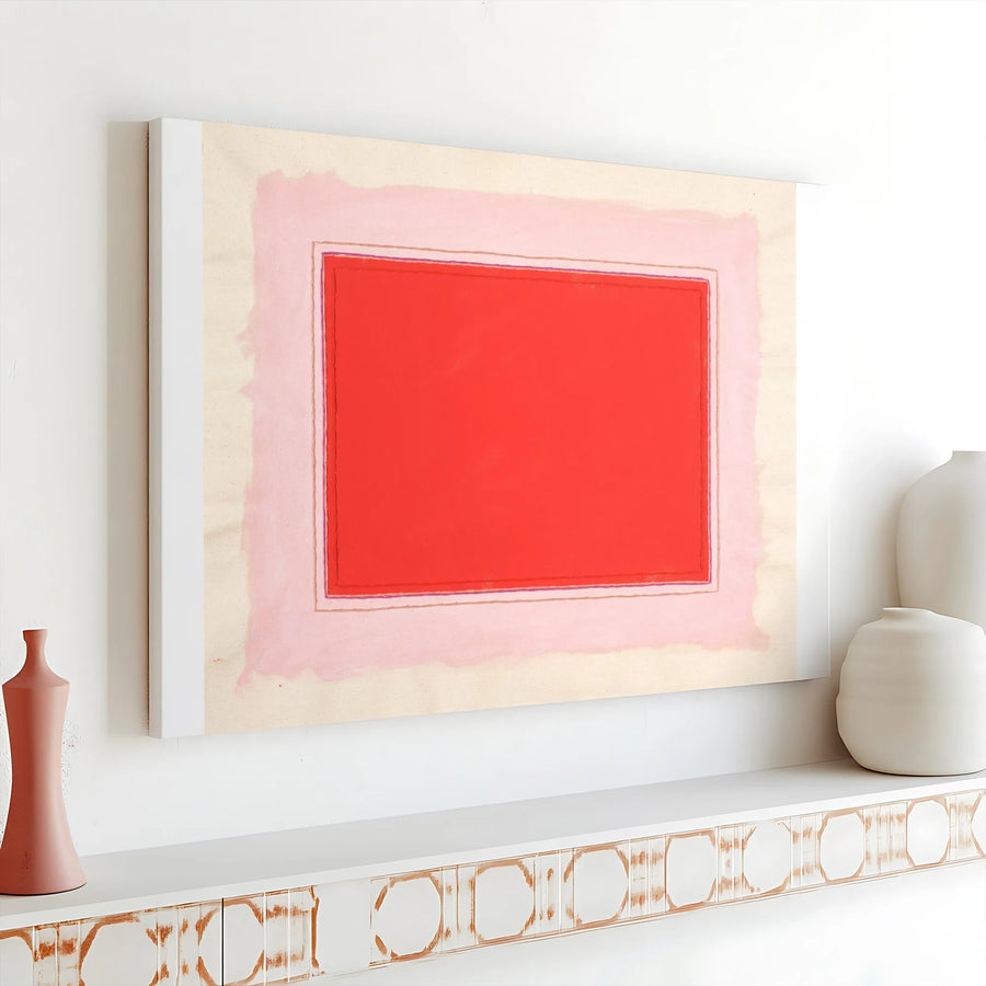 Abstract Color Field Wall Art | Minimalist Red and Pink Painting Print | Premium Gallery Wrap Canvas | Modern Home Decor Gift