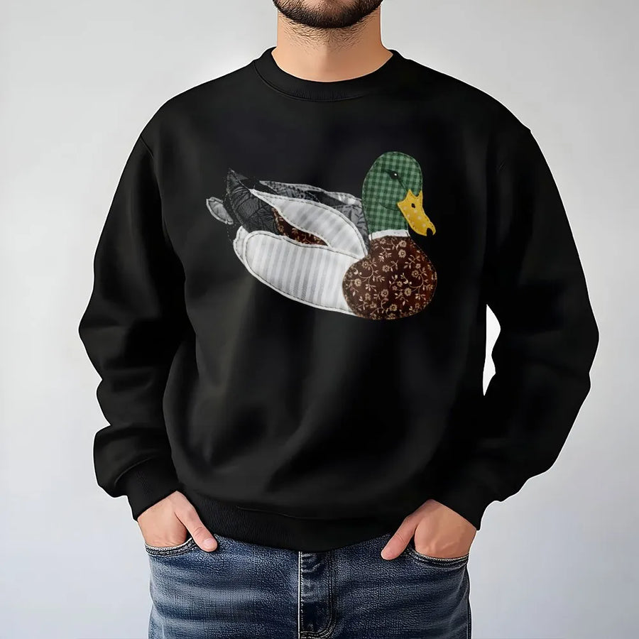 Mallard Duck Sweatshirt | Cottagecore Patchwork Aesthetic | Premium Cotton Blend | Nature Lover Gift For Him And Her
