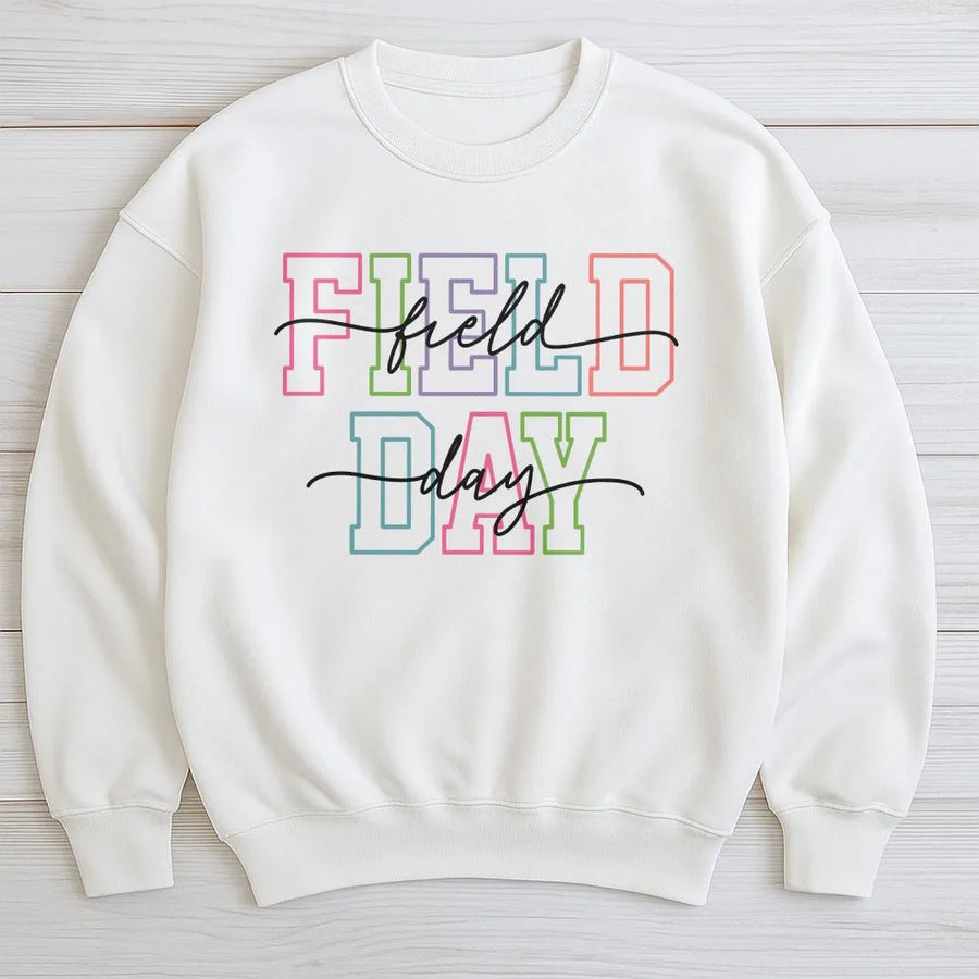 School Field Day Sweatshirt | Colorful Retro Graphic | Comfort Colors Cotton Tee | Gift for Teachers & Students