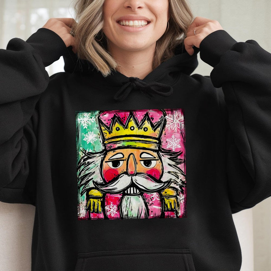 Nutcracker Christmas Hoodie | Watercolor Festive Art Design | Premium Cotton Blend | Holiday Gift for Women & Men