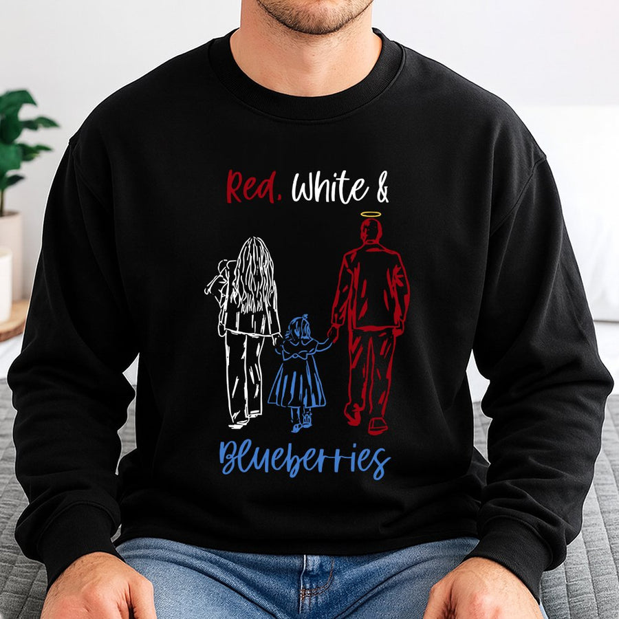 Red White & Blueberries Sweatshirt | Patriotic Family Illustration | Premium Cotton-Blend Fleece | Fourth of July American Apparel Gift