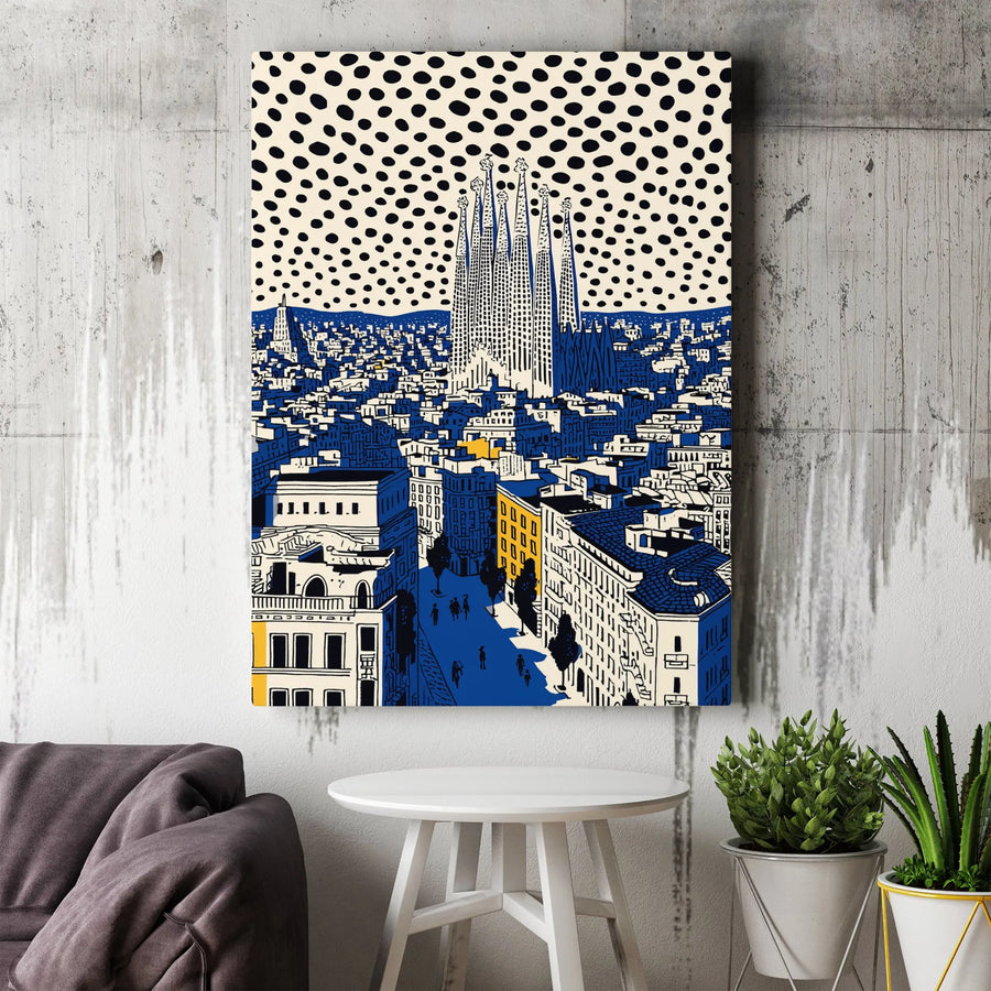 Barcelona Wall Art Canvas Print | Modern Sagrada Familia Cityscape | Premium Gallery-Wrapped Canvas | Spain Traveler Gift Home Decor