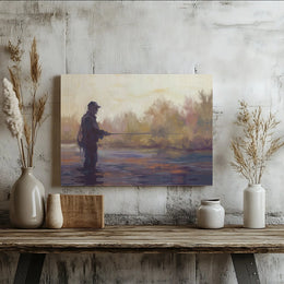 Fly Fishing Canvas Wall Art | Abstract Fisherman Painting Print | Premium Gallery Wrapped Canvas | Gift for Dad, Angler's Cabin Decor