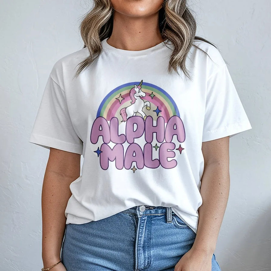 Alpha Male Unicorn T-Shirt | Funny Sarcastic Graphic Tee | Premium 100% Cotton | Humorous Gift for Men and Women