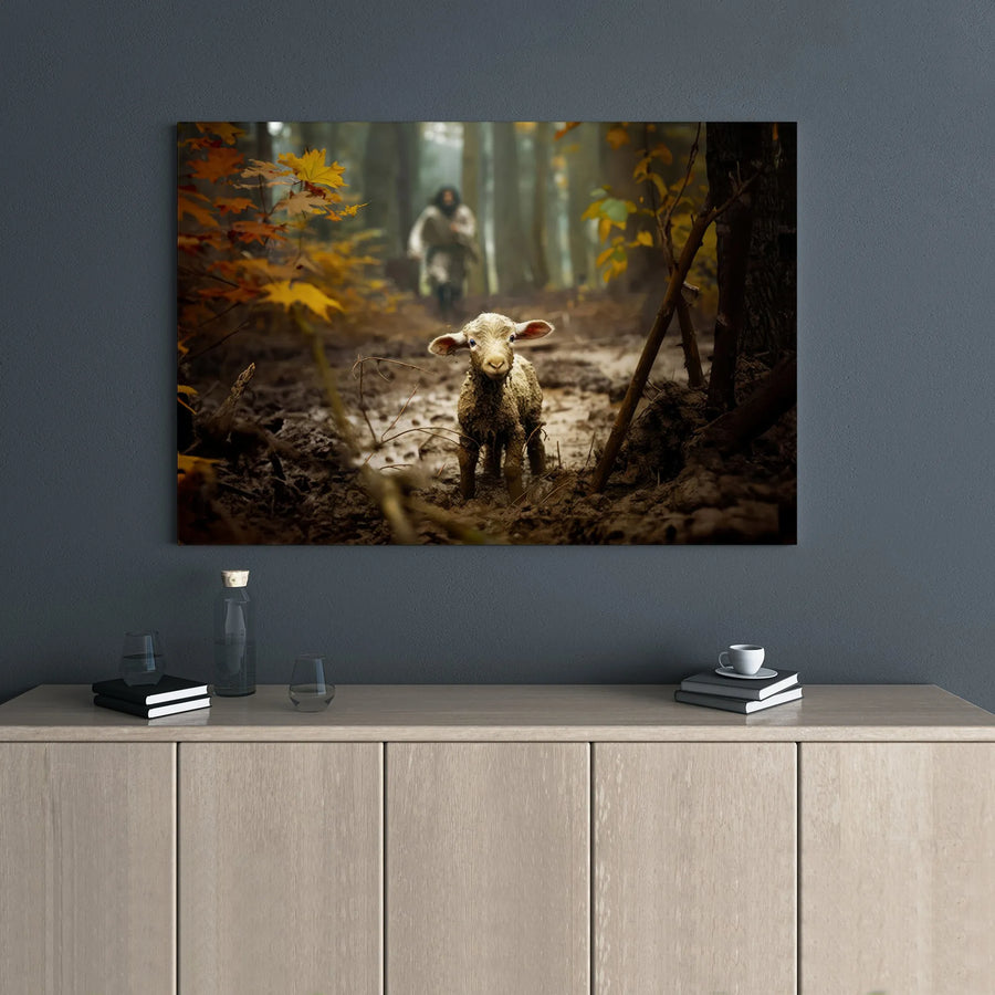 The Good Shepherd Canvas Art | Jesus Finding The Lost Lamb Print | Premium Gallery Wrap 1.25" Frame | Religious Christian Home Decor Gift