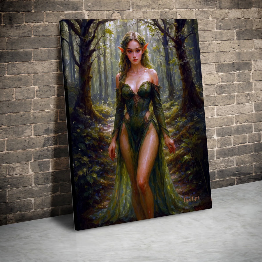 Fantasy Elf Wall Art | Enchanted Forest Portrait Canvas Print | Premium Fade-Resistant Ink | Collector's Gift for Fantasy Lovers