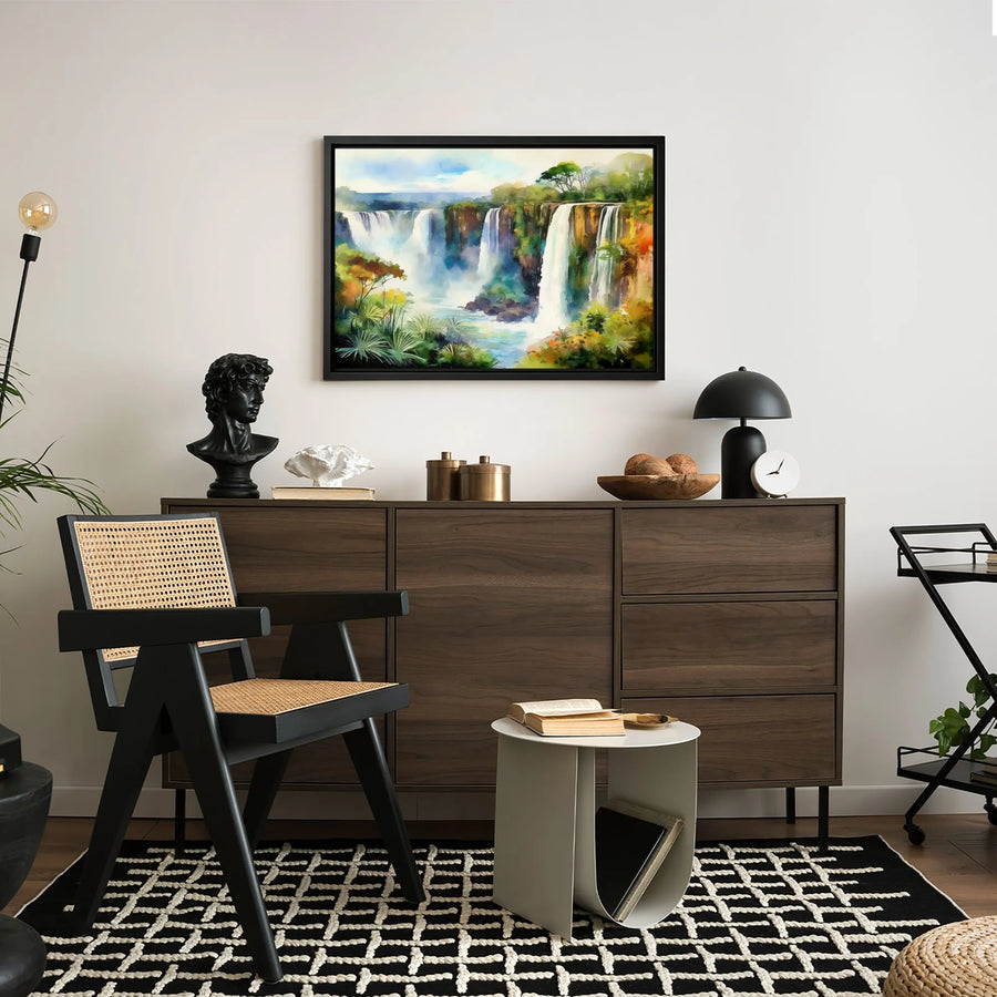 Tropical Waterfall Canvas Print | Lush Rainforest Landscape Art | Premium Fade-Resistant Gallery Wrap | Nature Home Decor Gift For Nature Lovers