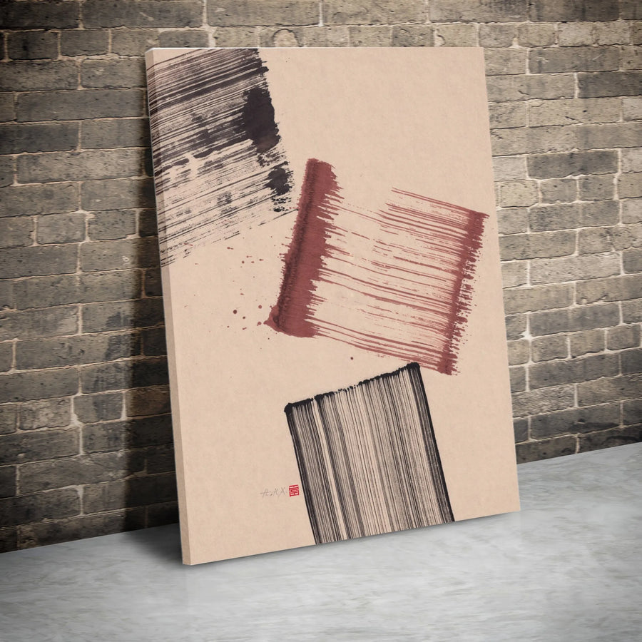 Abstract Brush Stroke Canvas Print | Minimalist Japanese Ink Wash Style | Gallery Wrapped 1.25" Deep Canvas | Modern Home & Office Decor Gift
