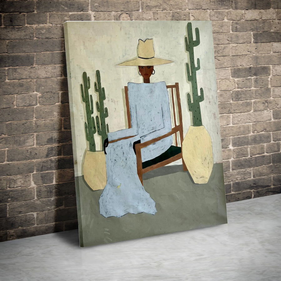 Abstract Woman Portrait Vertical Canvas | Minimalist Southwestern Art Print | Premium Gallery Wrapped Canvas | Modern Living Room Wall Decor Gift