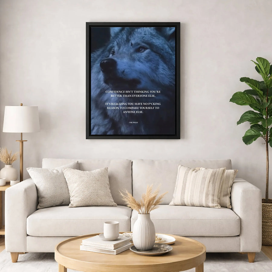 Wolf Canvas Wall Art | Motivational Quote Confidence Poster | Premium Gallery Wrap Decor | Office and Home Wall Decor Gift