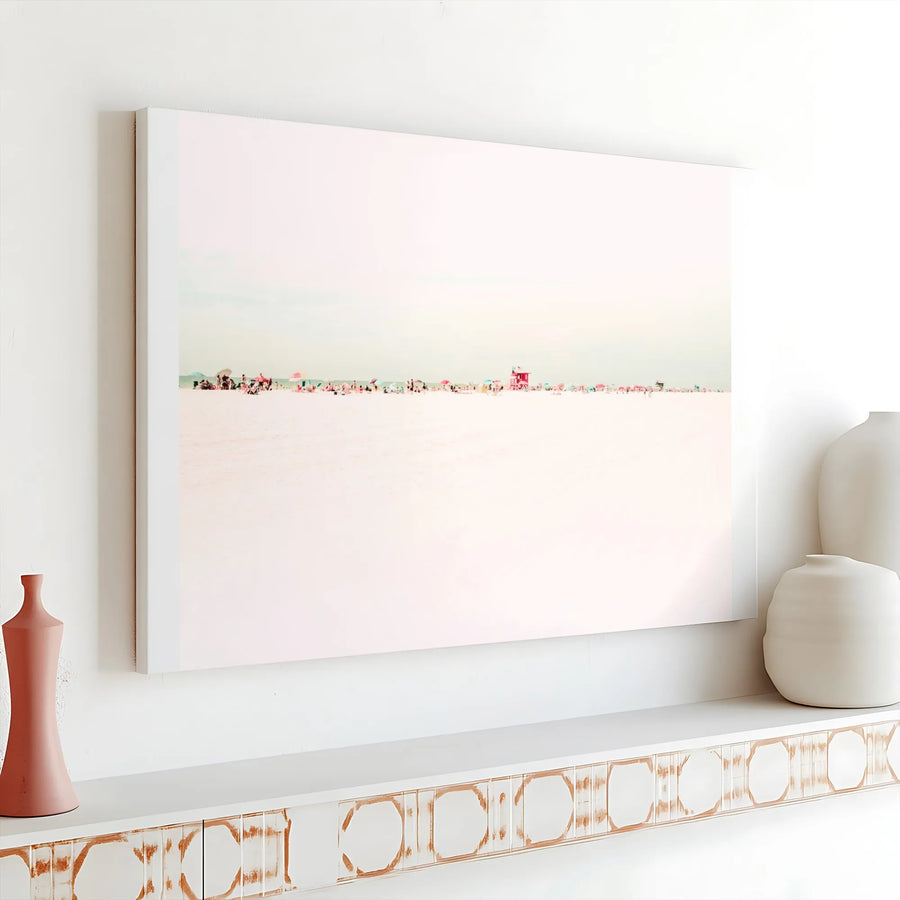 Minimalist Beach Canvas Wall Art | Pastel Coastal Photography Print | Premium Gallery Wrap Canvas | Modern Coastal Decor Gift