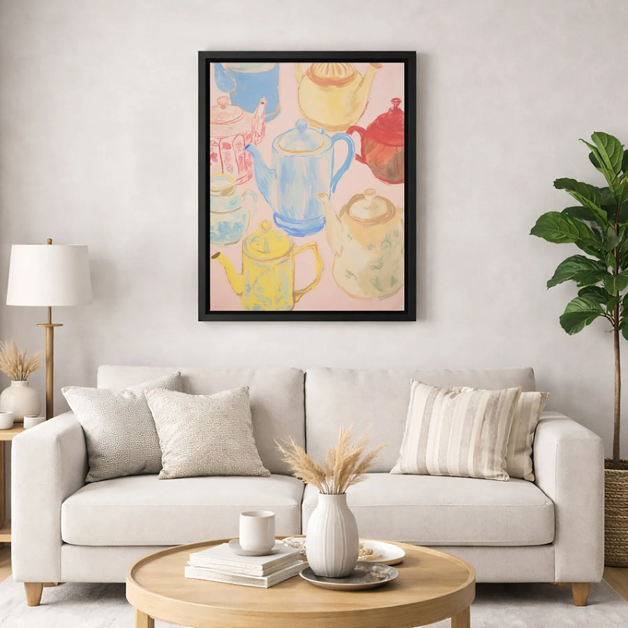 Colorful Teapot Canvas Print | Whimsical Kitchen Wall Art | Premium Gallery Wrapped Decor | Gift For Tea Lovers And Home Decor Enthusiasts