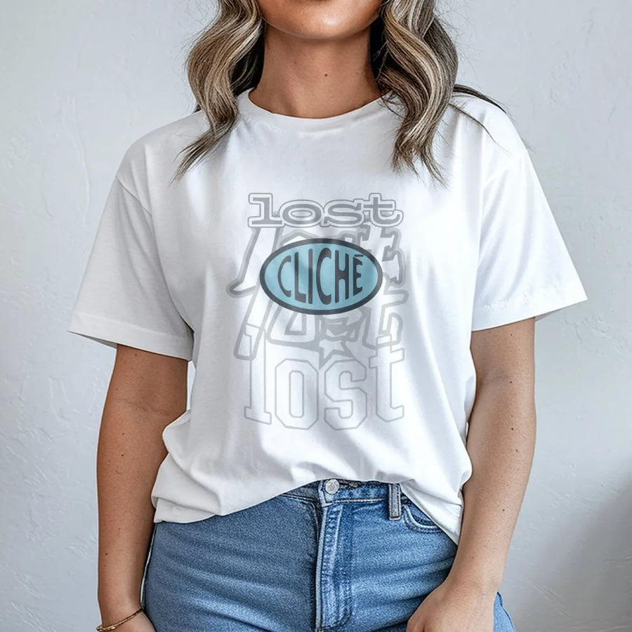 Lost Cliche Graphic T-Shirt | Modern Typographic Streetwear Design | Premium Soft Cotton Tee | Unisex Casual Apparel Gift for Music Fans