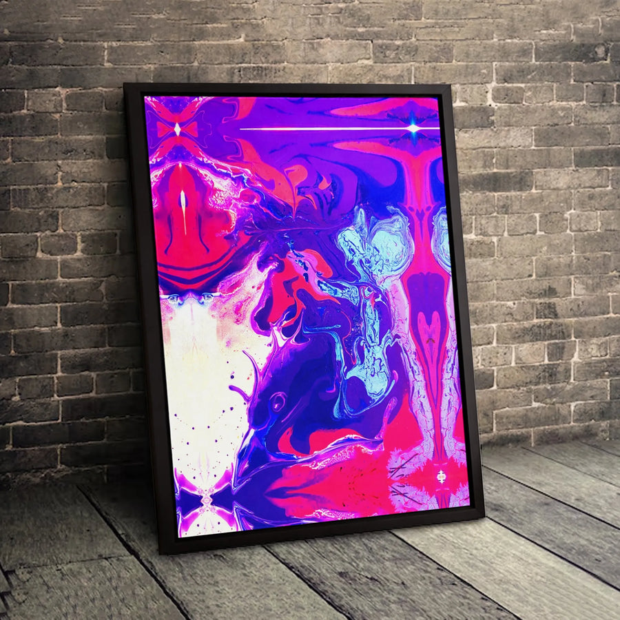 Abstract Neon Canvas Wall Art | Vibrant Purple Pink Fluid Marble Print | Premium Gallery-Wrapped Decor | Modern Living Room Bedroom Home Office Gift