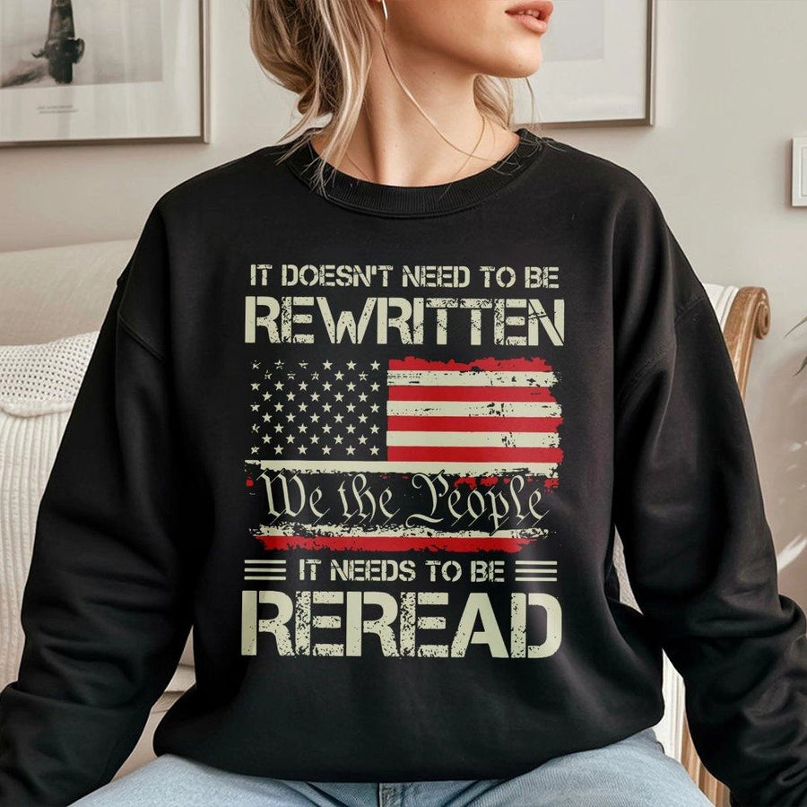 We The People Constitution Sweatshirt | Patriotic US Flag Quote | Cotton Blend Unisex Pullover | Historical American History Gift for Freedom Lovers