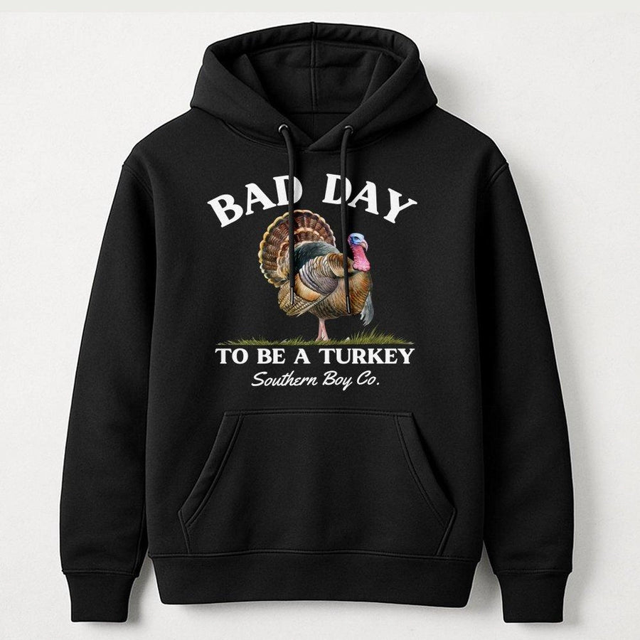 Bad Day To Be A Turkey Hoodie | Funny Thanksgiving Graphic Sweatshirt | Premium Cotton Blend | Gift For Country Lovers Men Women