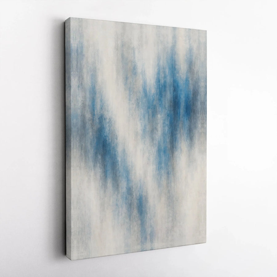 Abstract Blue And White Canvas Wall Art | Minimalist Vertical Streak Design | Premium Gallery-Wrapped Print | Modern Home & Office Decor